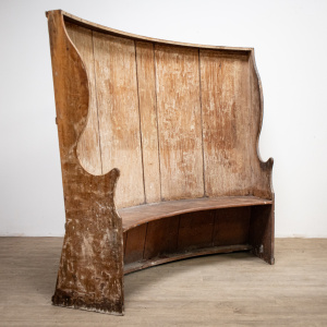 19th Century Barrel Back Rustic Pine Settle