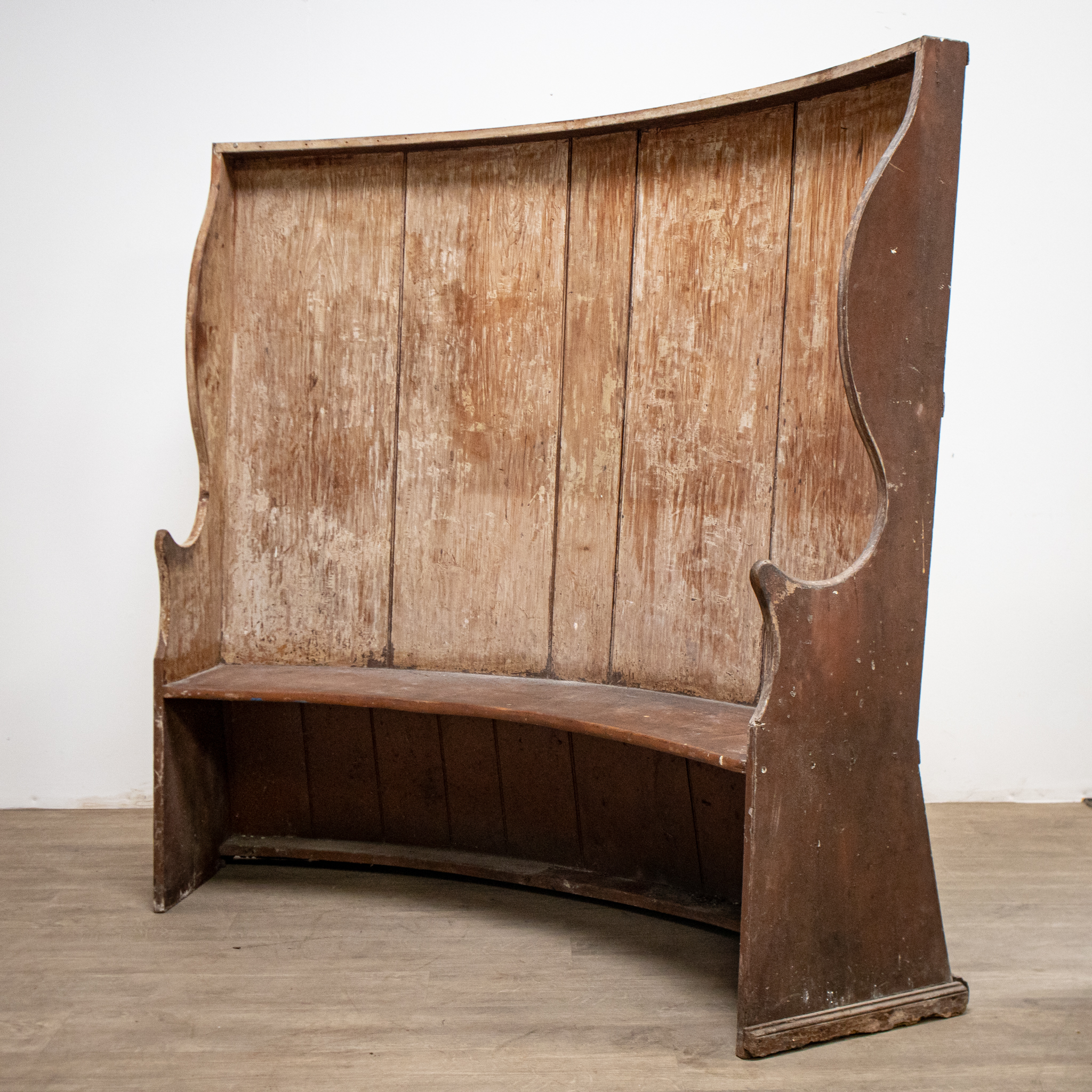 19th Century Barrel Back Rustic Pine Settle