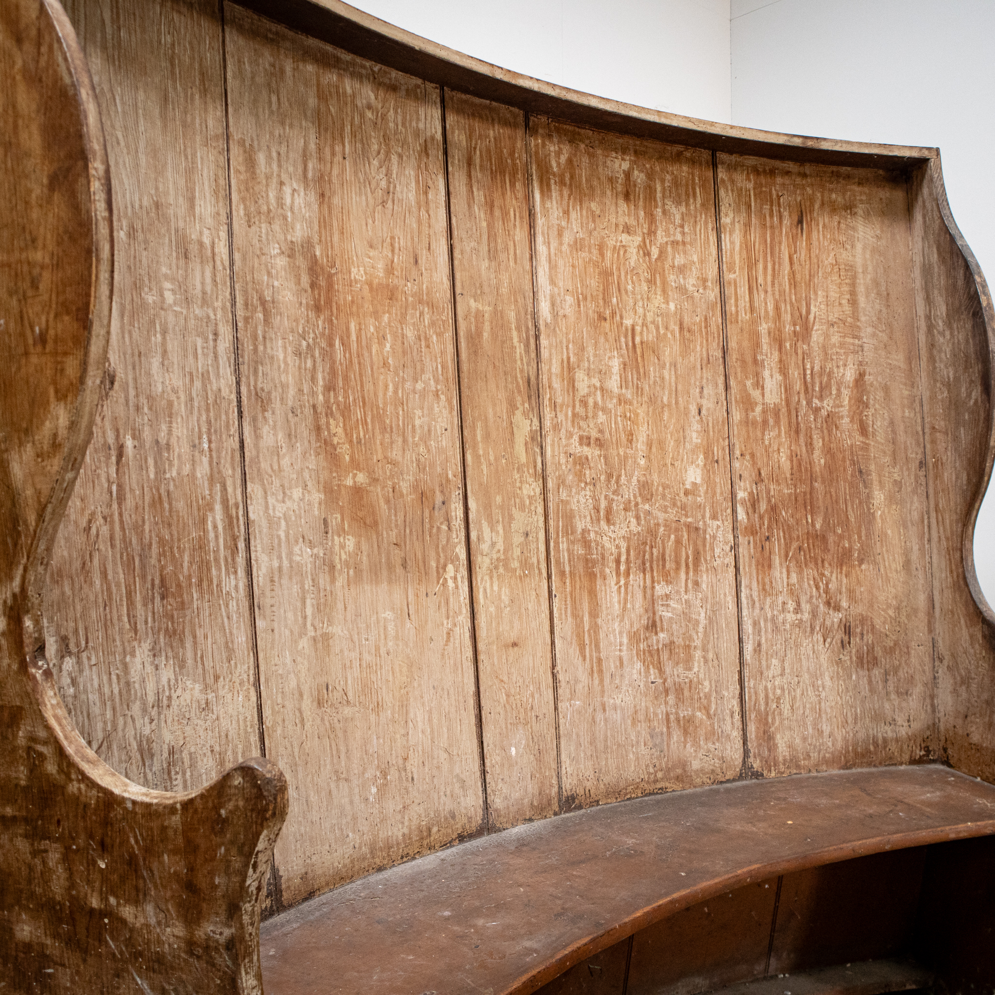 19th Century Barrel Back Rustic Pine Settle