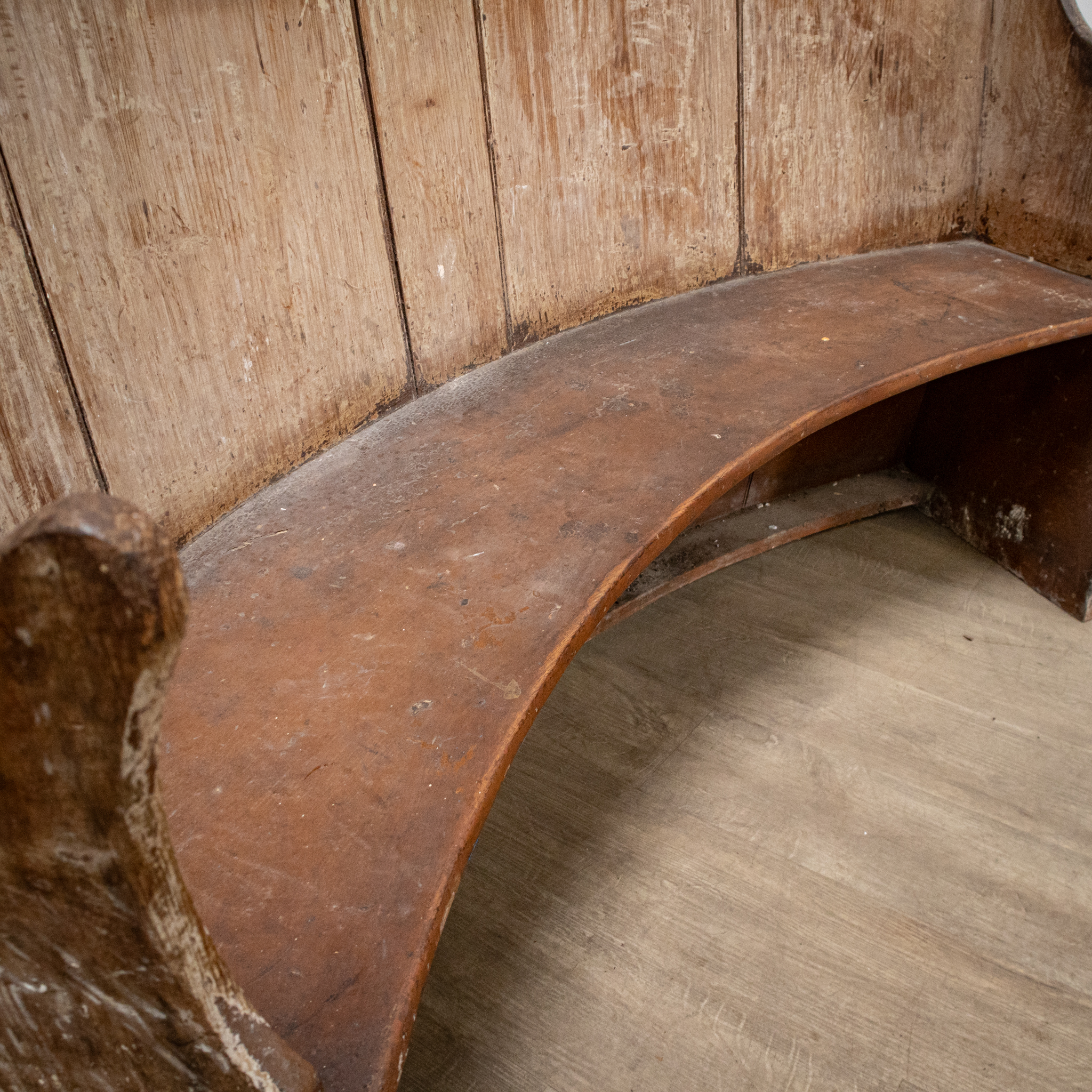 19th Century Barrel Back Rustic Pine Settle