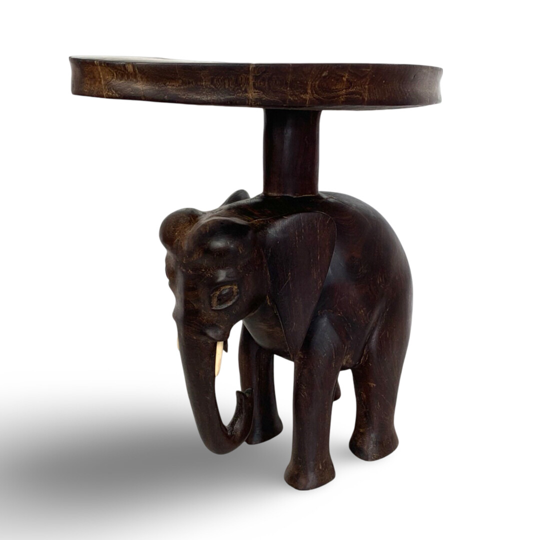Mid Century Elephant Design Teak Side Table