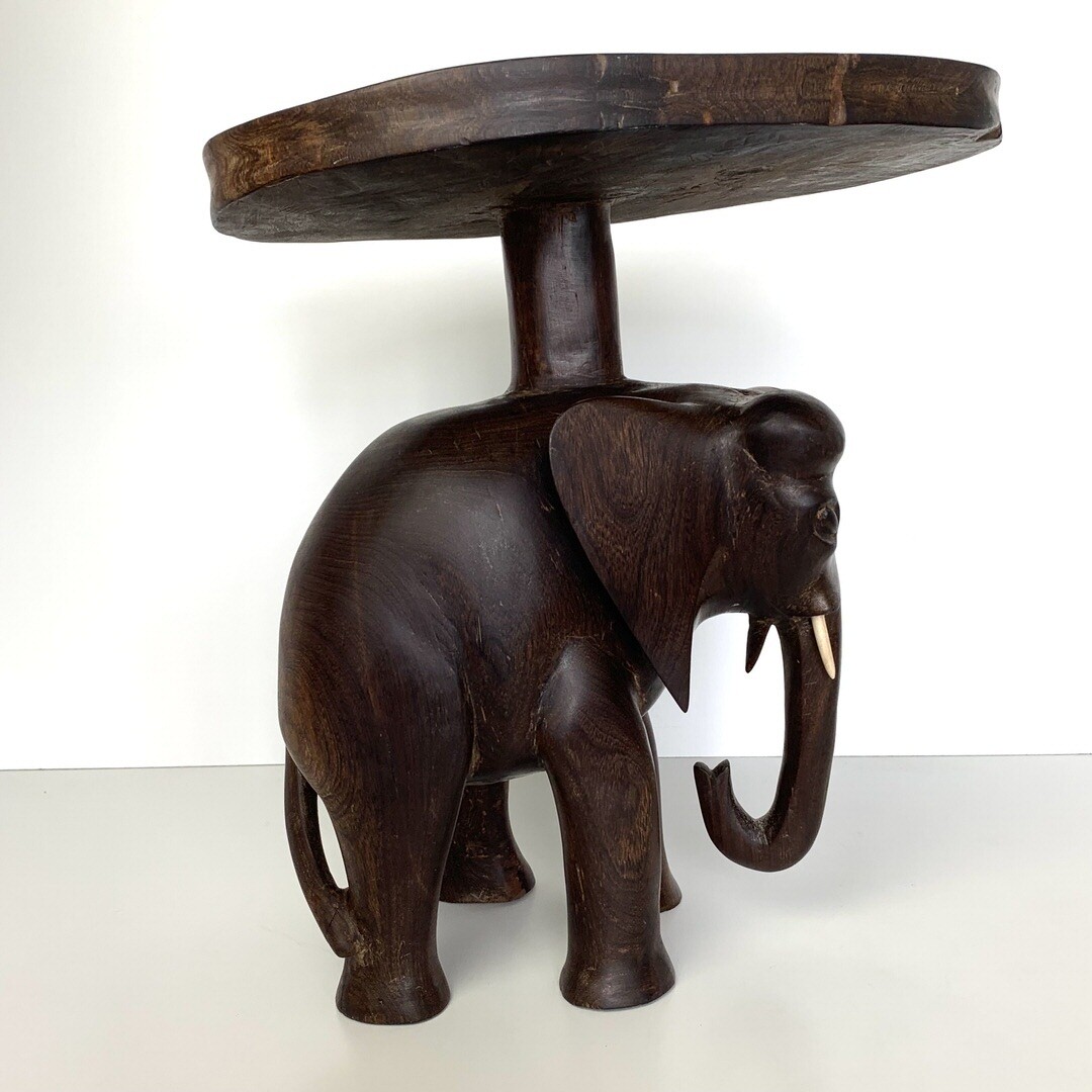 Mid Century Elephant Design Teak Side Table