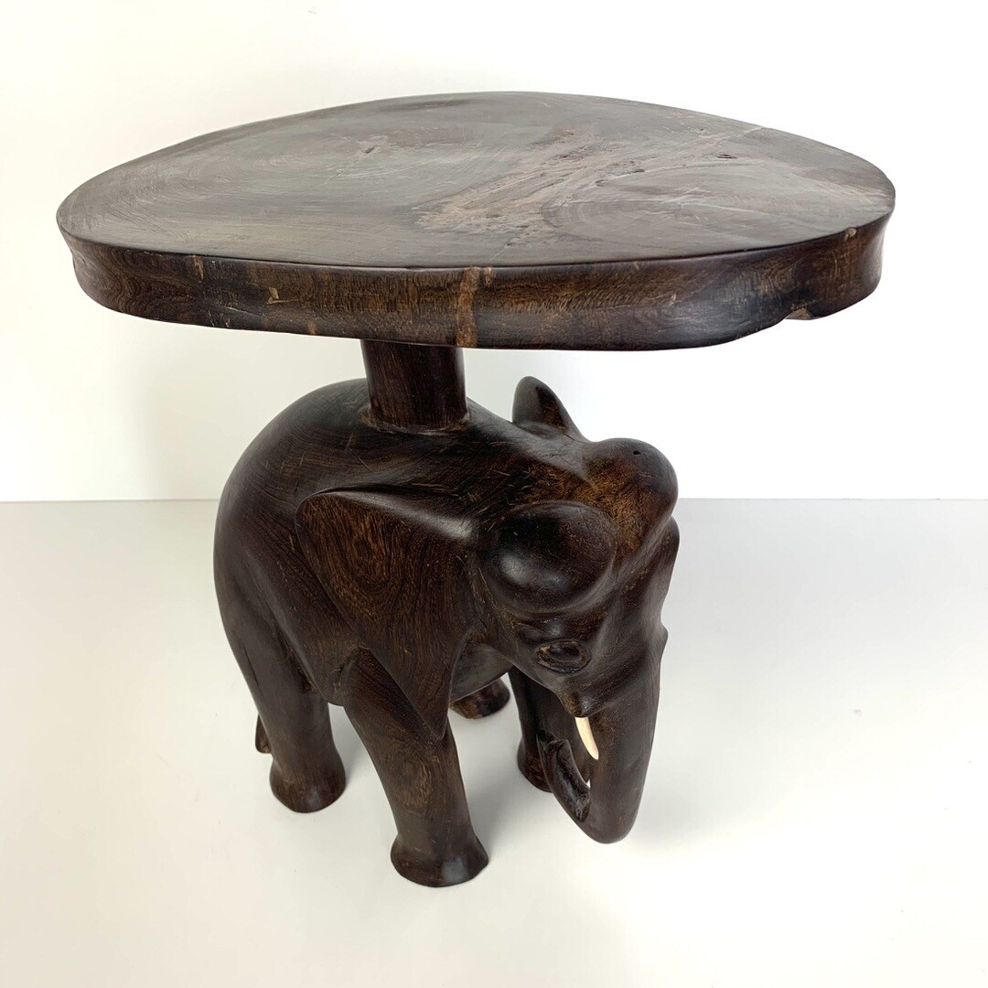 Mid Century Elephant Design Teak Side Table