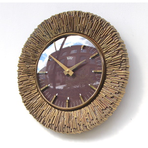 Excellent Sunburst Style Vintage Wall Clock, 1960s