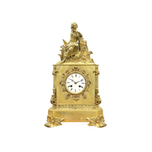 A fine, 19th Century French Empire, Gilt Mantel Clock by Raingo Freres