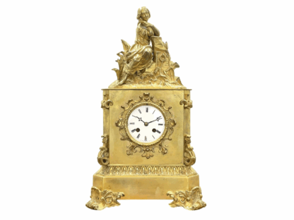 A fine, 19th Century French Empire, Gilt Mantel Clock by Raingo Freres