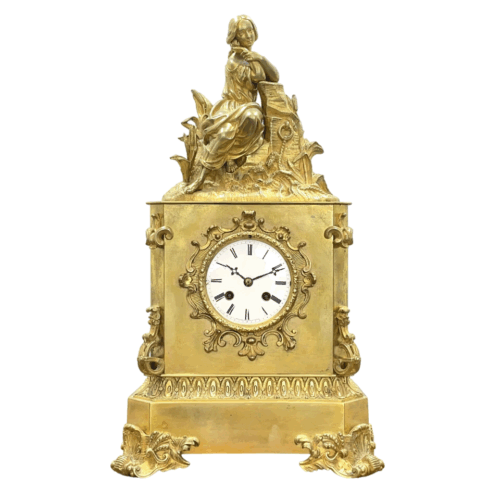 A fine, 19th Century French Empire, Gilt Mantel Clock by Raingo Freres