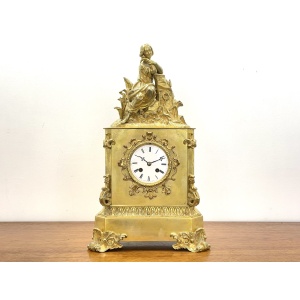 A fine, 19th Century French Empire, Gilt Mantel Clock by Raingo Freres