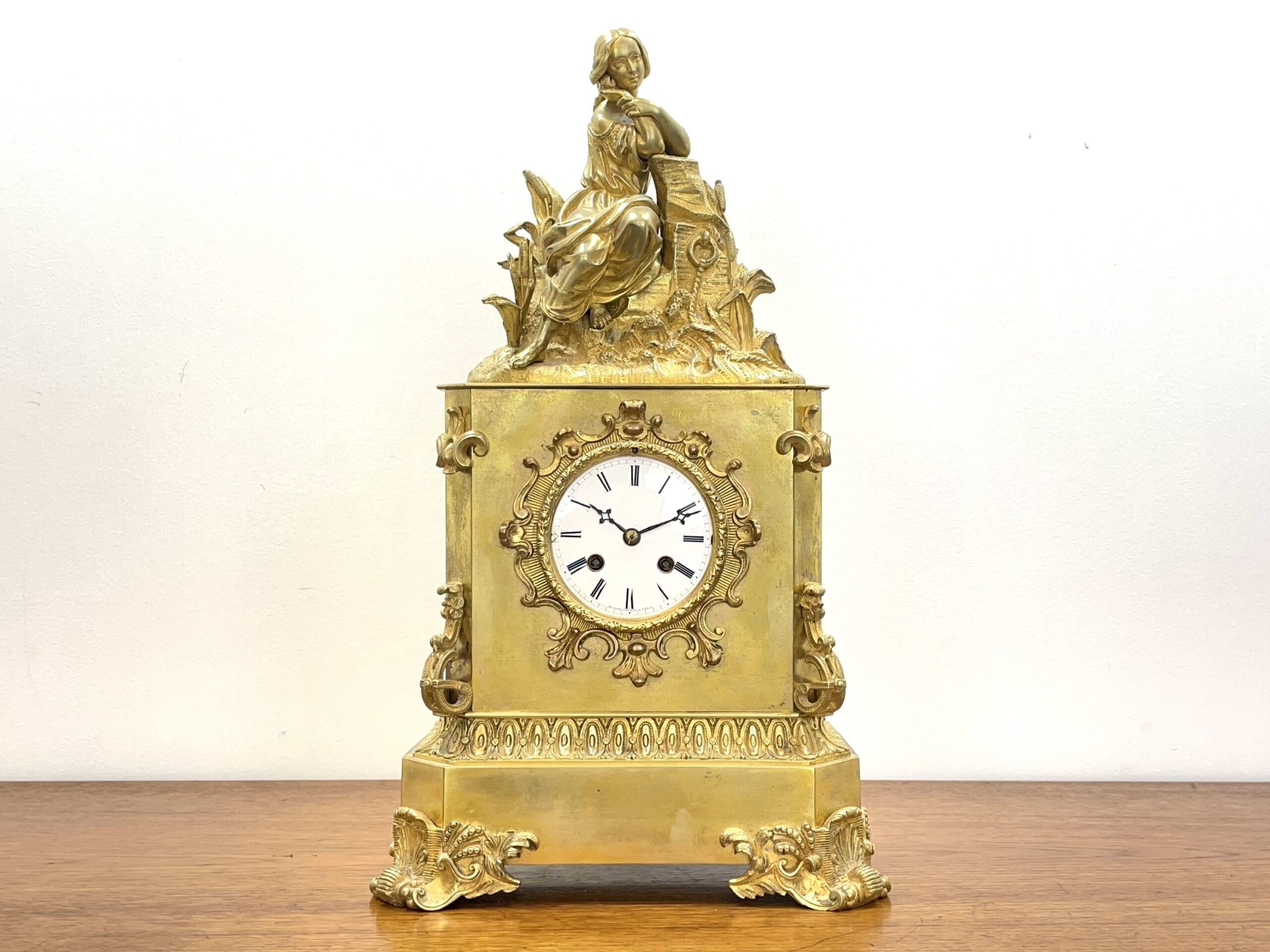 A fine, 19th Century French Empire, Gilt Mantel Clock by Raingo Freres