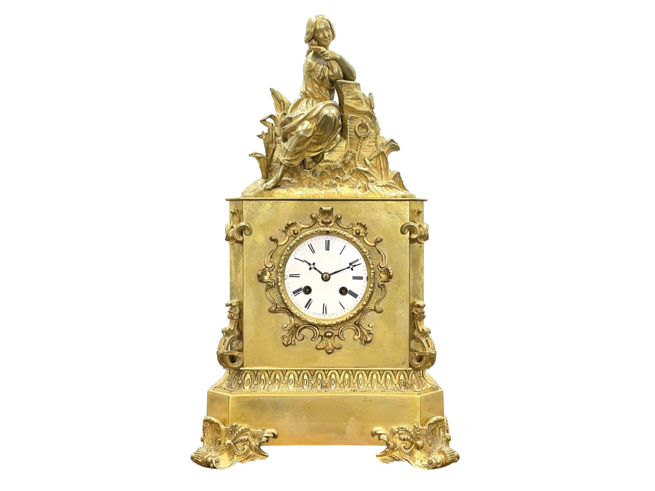 A fine, 19th Century French Empire, Gilt Mantel Clock by Raingo Freres