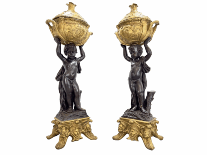 After Joseph d'Asté, Pair of Napoleon III Style, Gilt Bronze Jardinières