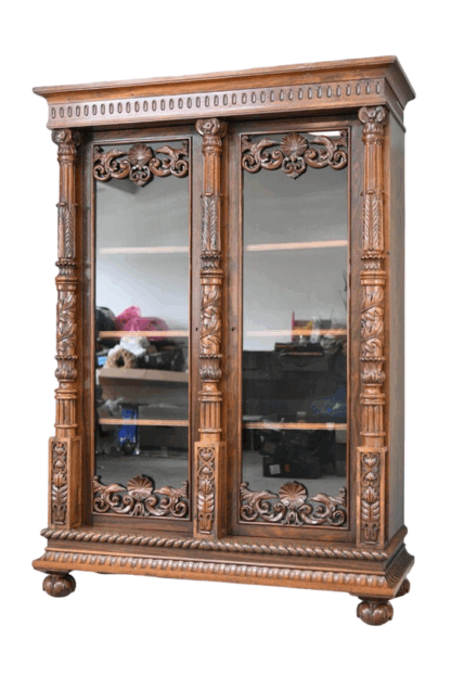 Anglo Indian Carved Rosewood Glazed Cabinet
