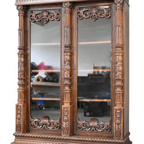 Anglo Indian Carved Rosewood Glazed Cabinet