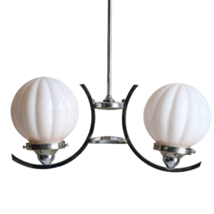 Antique Original Art Deco Chrome Pendant Light