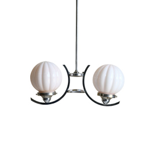 Antique Original Art Deco Chrome Pendant Light