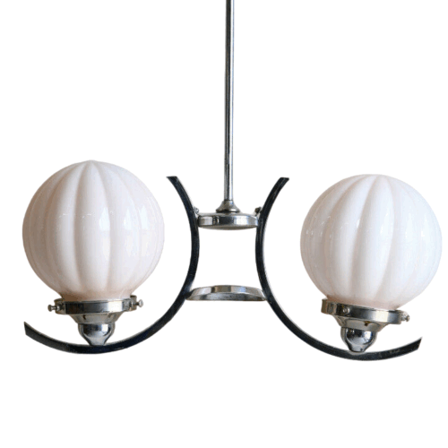 Antique Original Art Deco Chrome Pendant Light