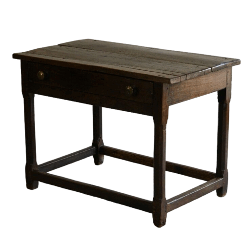 Antique Rustic Country Oak Side Occasional Table