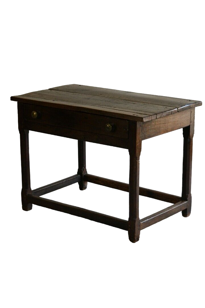 Antique Rustic Country Oak Side Occasional Table