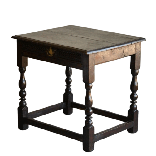 Antique Rustic Oak Side Occasional Table