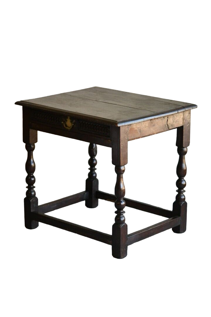Antique Rustic Oak Side Occasional Table