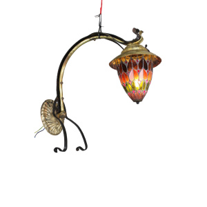 Antique Stained Glass Art Nouveau Style Wall Mounted Light