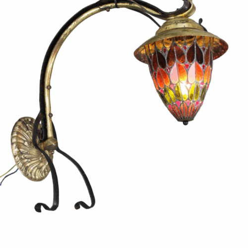 Antique Stained Glass Art Nouveau Style Wall Mounted Light