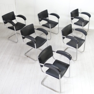 Art Deco set of 6 BBC Studio Armchairs by Serge Chermayeff 1930's