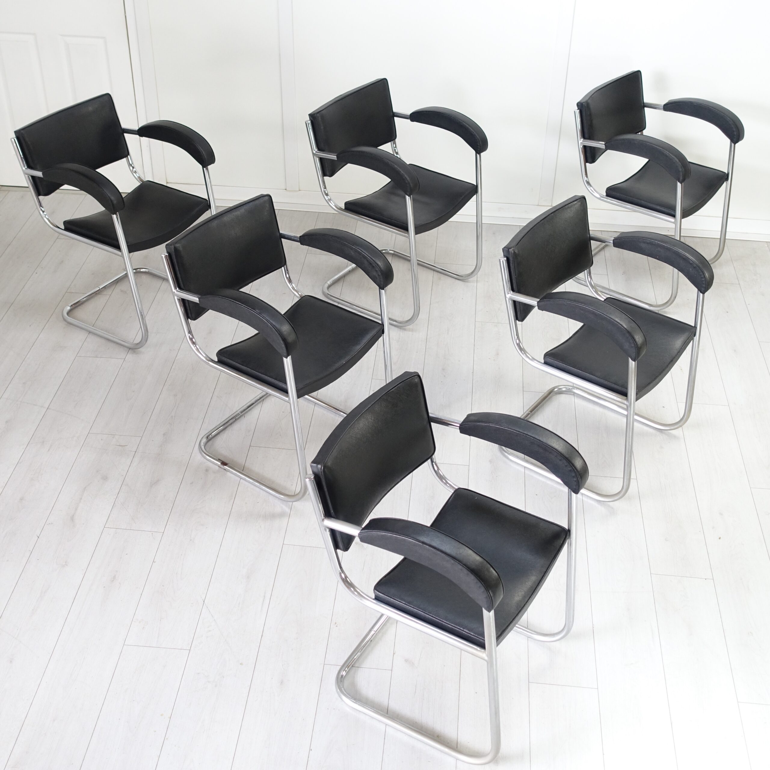 Art Deco set of 6 BBC Studio Armchairs by Serge Chermayeff 1930's