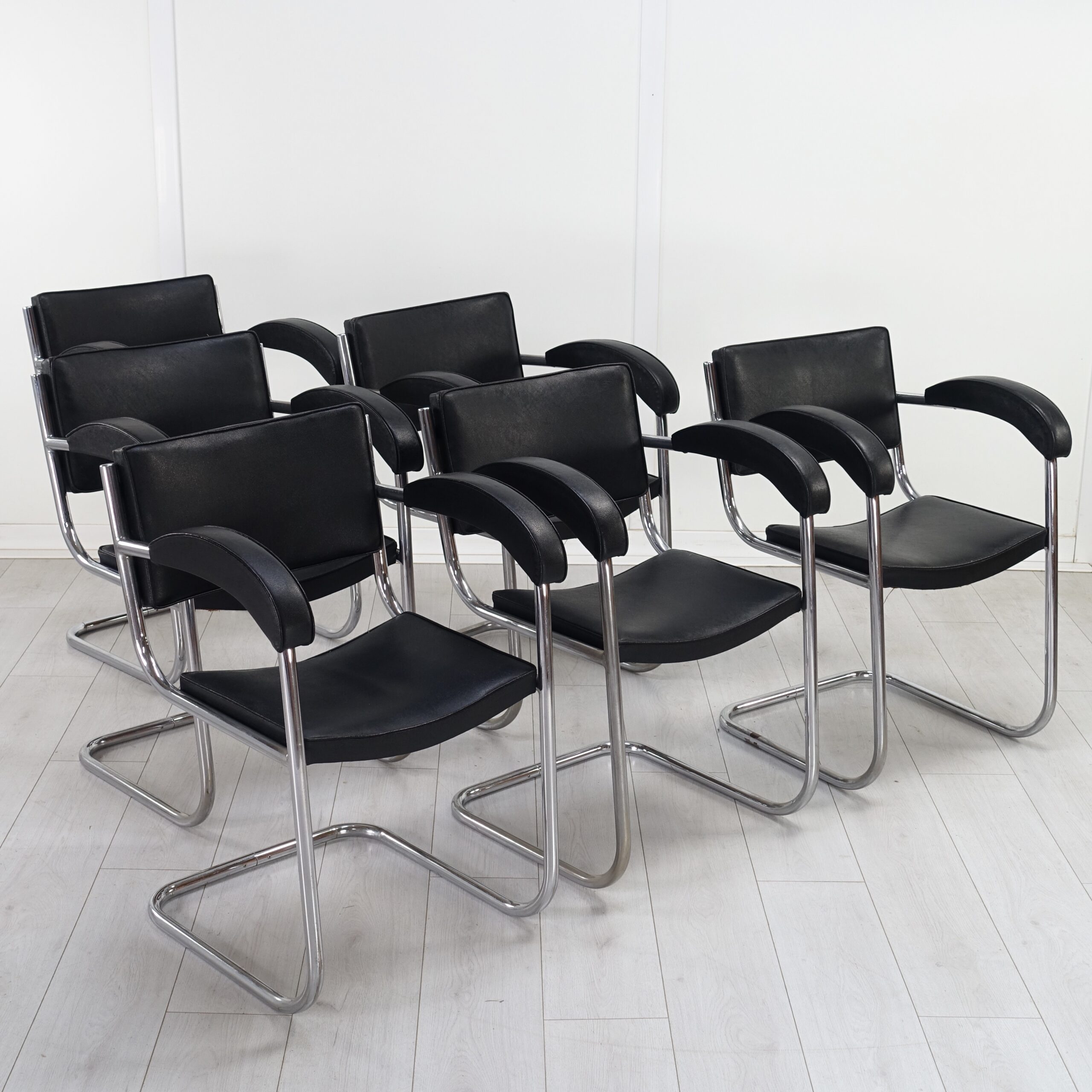 Art Deco set of 6 BBC Studio Armchairs by Serge Chermayeff 1930's
