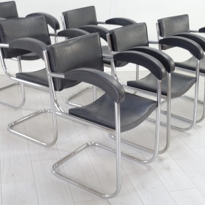 Art Deco set of 6 BBC Studio Armchairs by Serge Chermayeff 1930's