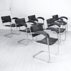 Art Deco set of 6 BBC Studio Armchairs by Serge Chermayeff 1930's