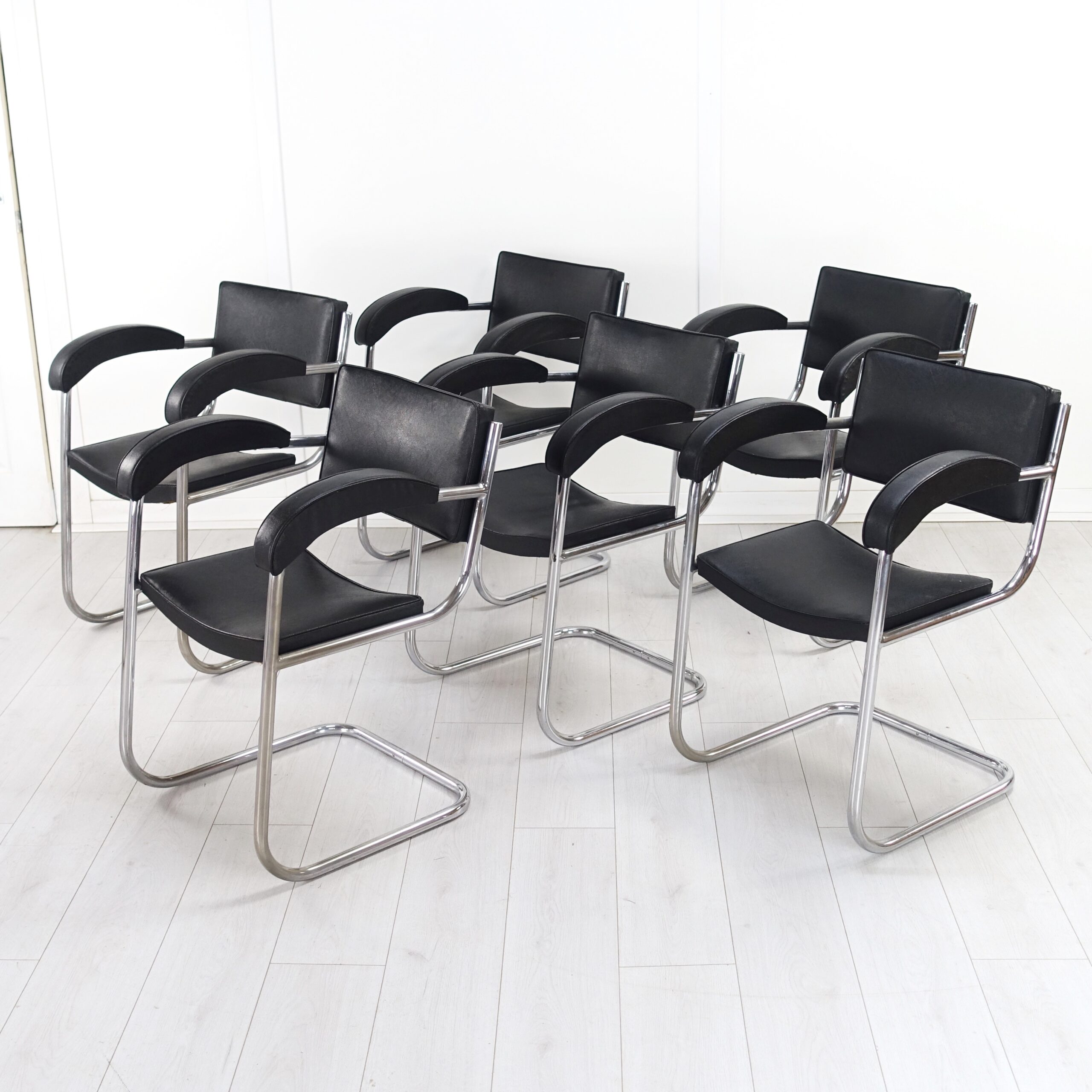 Art Deco set of 6 BBC Studio Armchairs by Serge Chermayeff 1930's