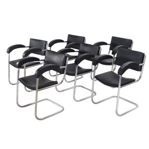 Art Deco set of 6 BBC Studio Armchairs by Serge Chermayeff 1930's