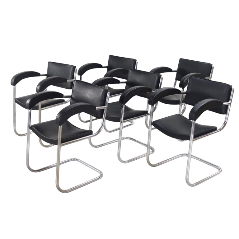 Art Deco set of 6 BBC Studio Armchairs by Serge Chermayeff 1930's