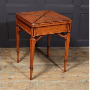 Excellent Arts & Crafts English Oak Envelope Card Table