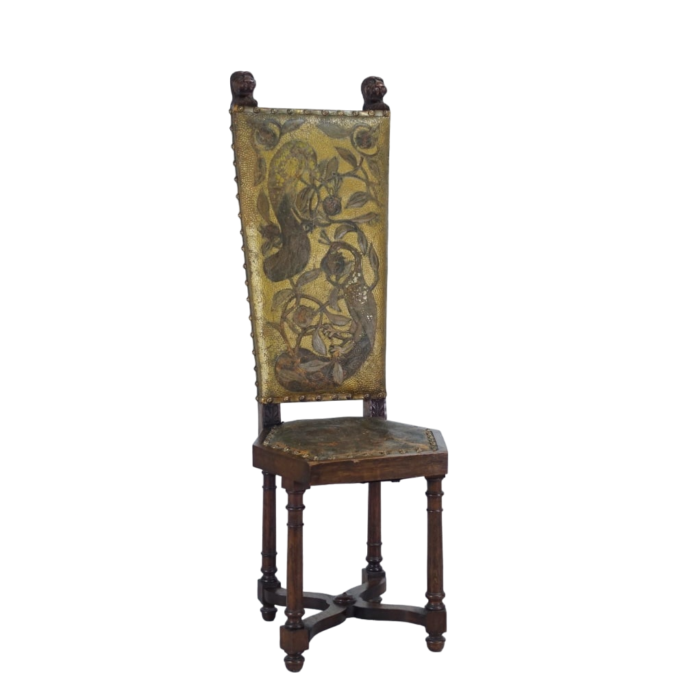 Arts & Crafts style leather side chair 1890’s