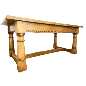 Arts and Crafts Style, 6ft Pine Refectory Table With Chevron Details