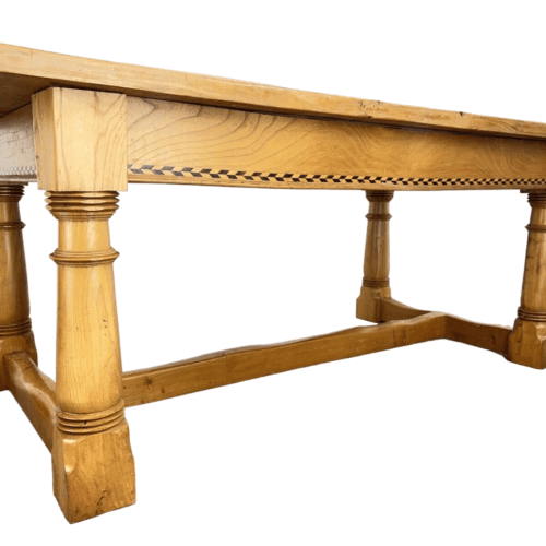 Arts and Crafts Style, 6ft Pine Refectory Table With Chevron Details