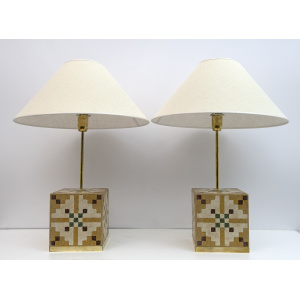 Pair of Liberty Era Italian Cementite Table Lamps