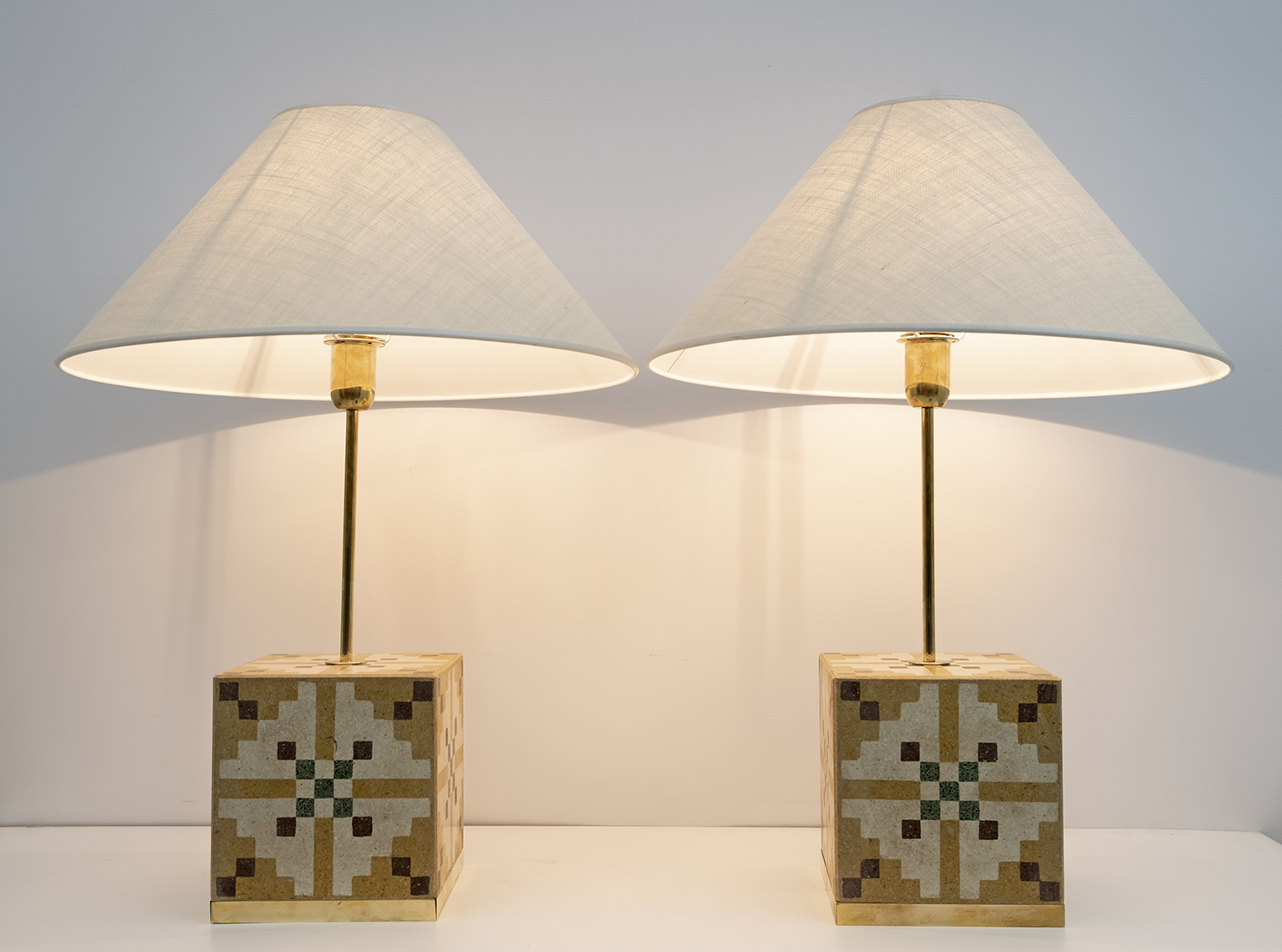Pair of Liberty Era Italian Cementite Table Lamps