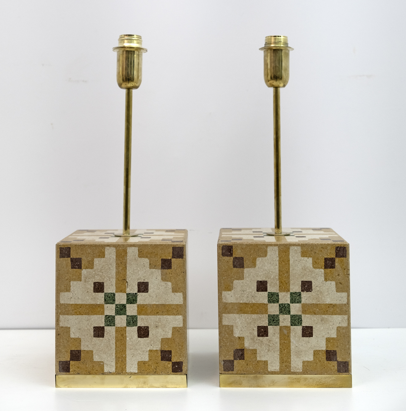 Pair of Liberty Era Italian Cementite Table Lamps