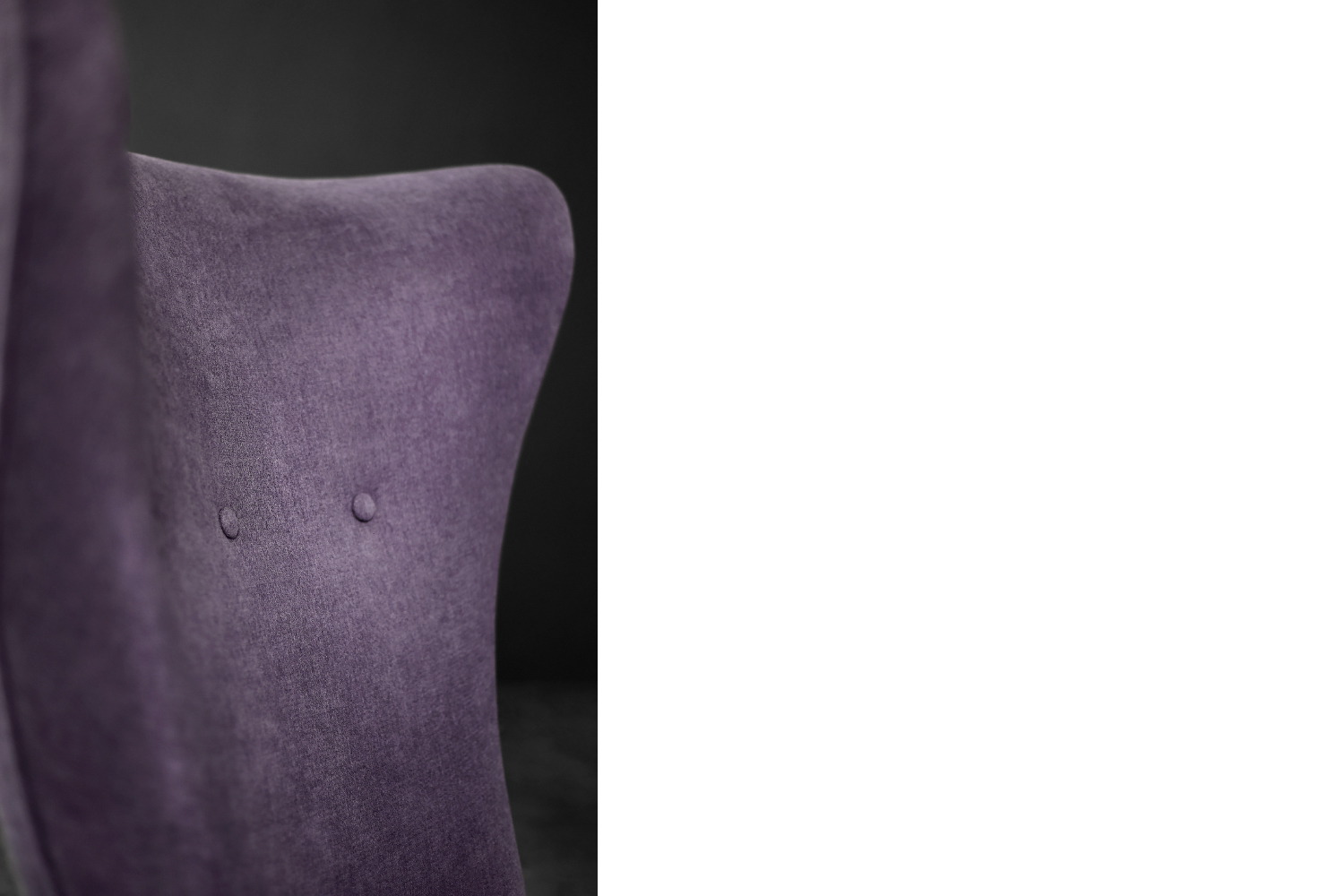 Rare Vintage Mid-Century Scandinavian Modern Oak & Purple Fabric High Back Wing Chair, 1950s