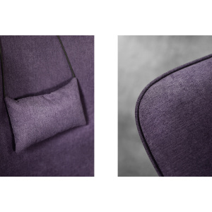 Rare Vintage Mid-Century Scandinavian Modern Oak & Purple Fabric High Back Wing Chair, 1950s