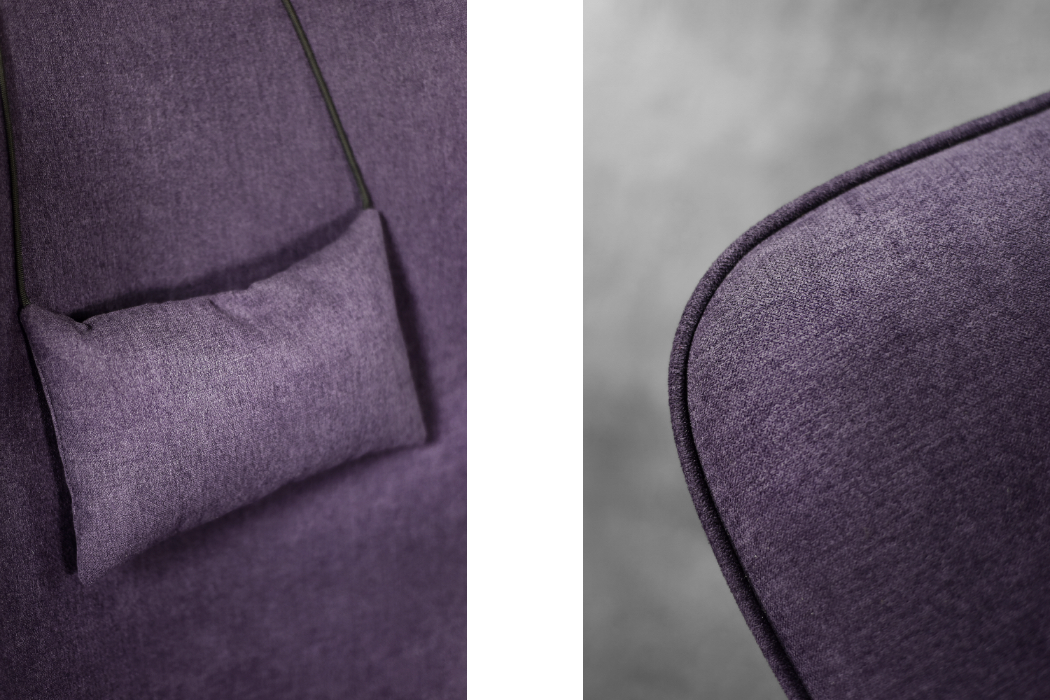Rare Vintage Mid-Century Scandinavian Modern Oak & Purple Fabric High Back Wing Chair, 1950s