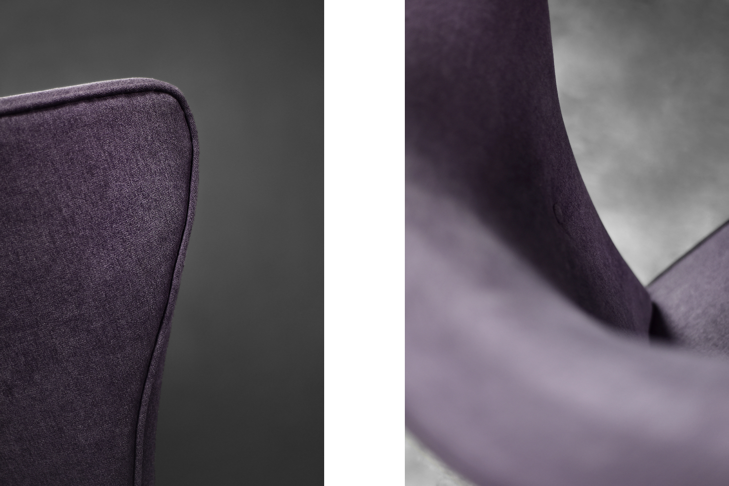 Rare Vintage Mid-Century Scandinavian Modern Oak & Purple Fabric High Back Wing Chair, 1950s
