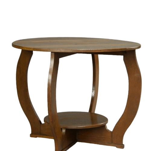Deco Oak Two Tier Round Centre Occasional Side Table