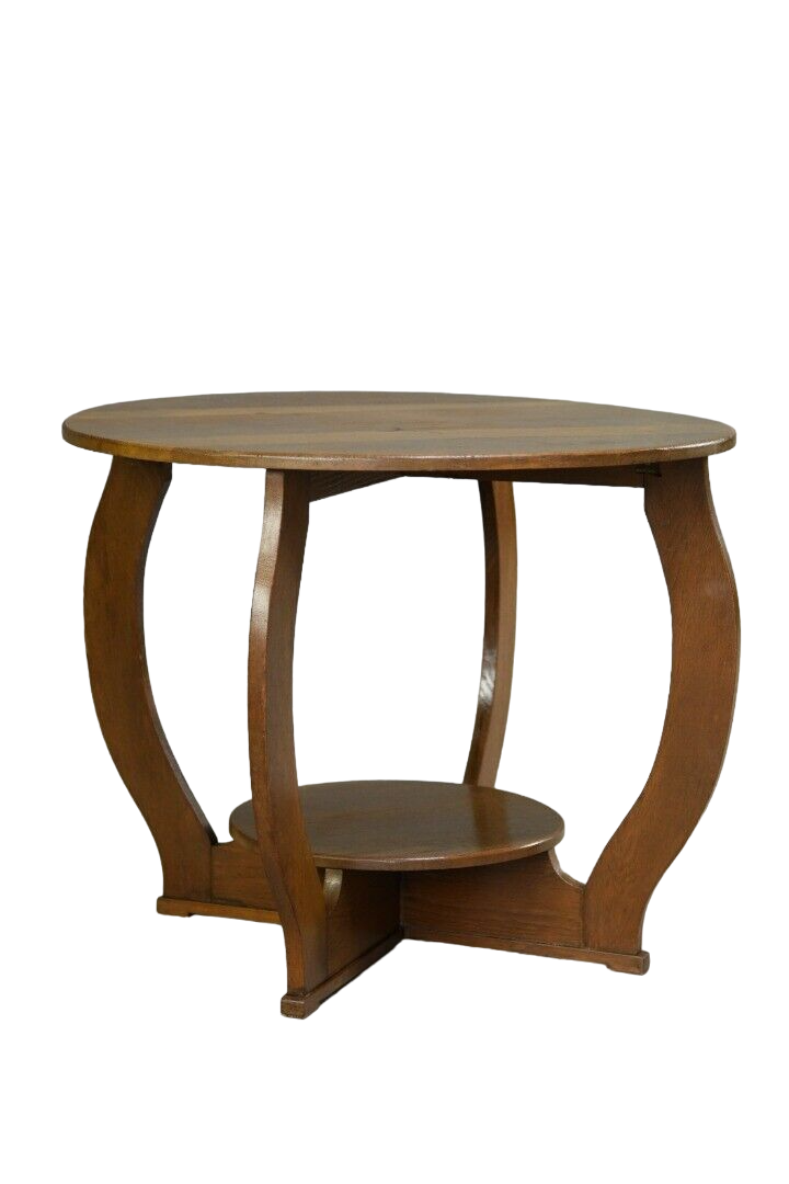 Deco Oak Two Tier Round Centre Occasional Side Table