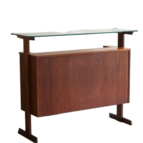 Freestanding Retro Teak Home Cocktail Bar