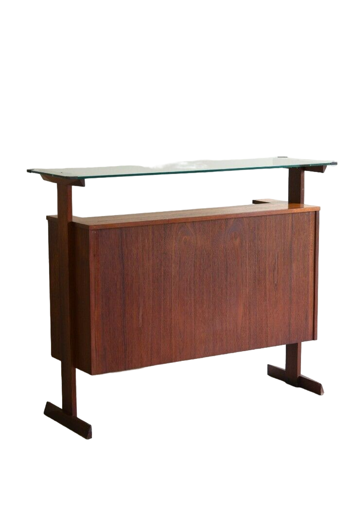 Freestanding Retro Teak Home Cocktail Bar