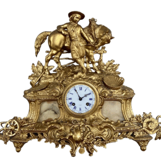 Henry Marc Paris, Gilt Bronze Mantel Clock With AD Mougin Movement